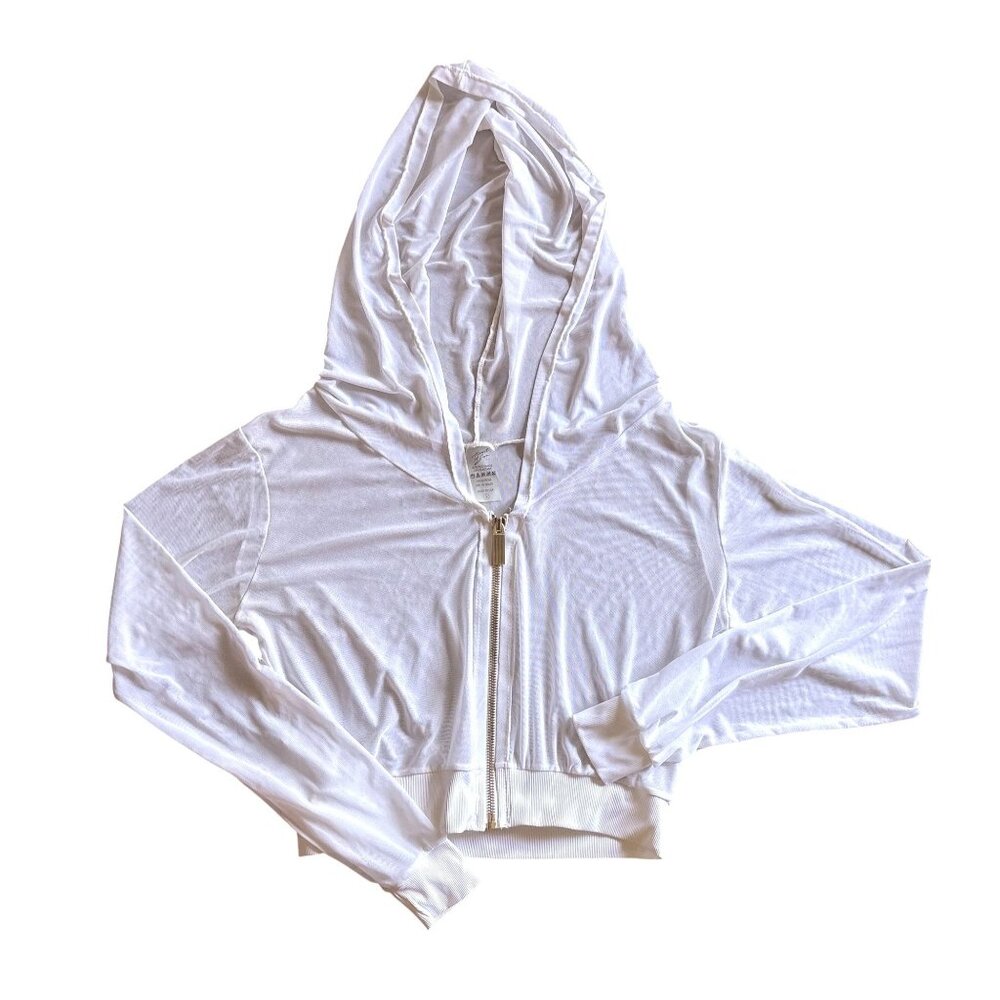 Heart of Sun Sheer Cropped Hoodie in White